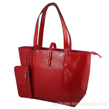 Ladies' Leather Laptop Bag, Made of Quality Shiny PU, with Fashionable Design